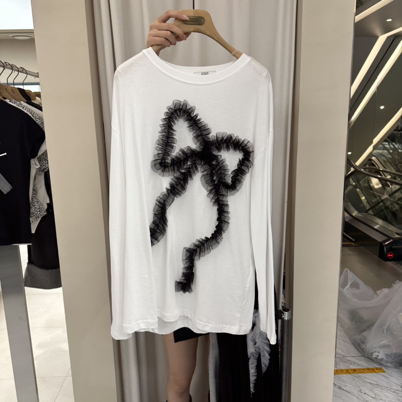 FORMING-P東大門實拍女士新款推薦真品時尚長袖T恤褶邊緞帶FORMING-P長袖T恤圖色1