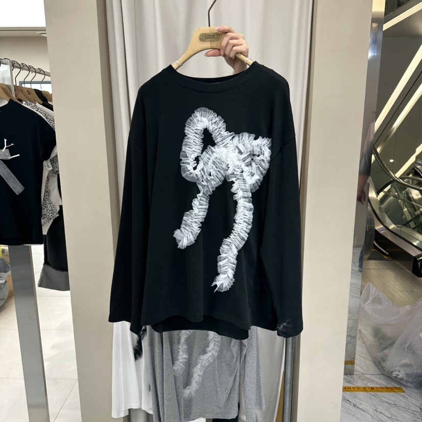FORMING-P東大門實拍女士新款推薦真品時尚長袖T恤褶邊緞帶FORMING-P長袖T恤圖色3