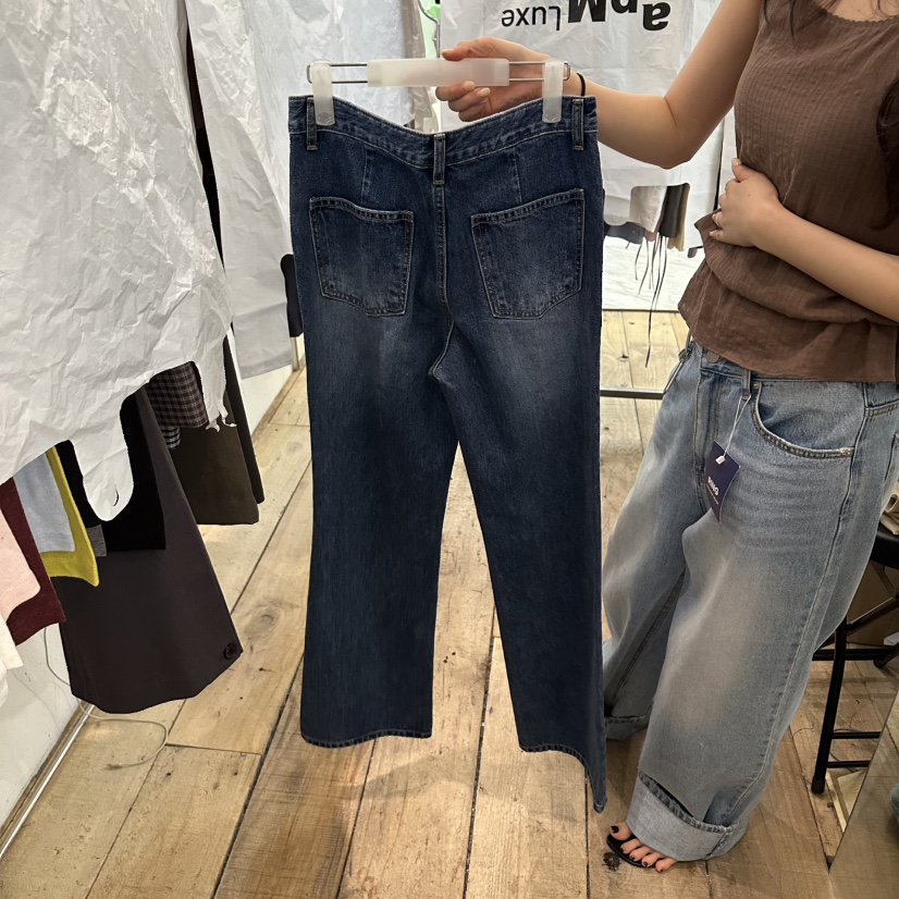 CREAM VILLA韓國直郵女士新品人氣牛仔褲喇叭CREAM VILLA牛仔褲