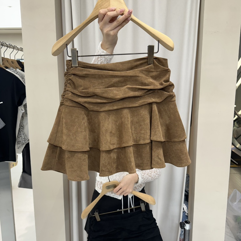 FORMING-P東大門代購女裝新品26夏季休閑時尚短裙絨面革FORMING-P短裙