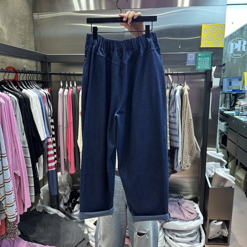 RUNWAY-런웨이韓國代購女士新品推薦熱賣休閑褲寬松牛仔RUNWAY-런웨이休閑褲