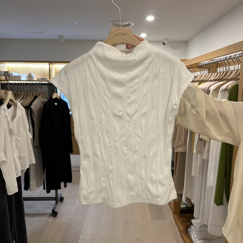 ROUNDER東大門直郵女裝新品推薦時尚休閑真品熱賣T恤褶皺ROUNDERT恤圖色1