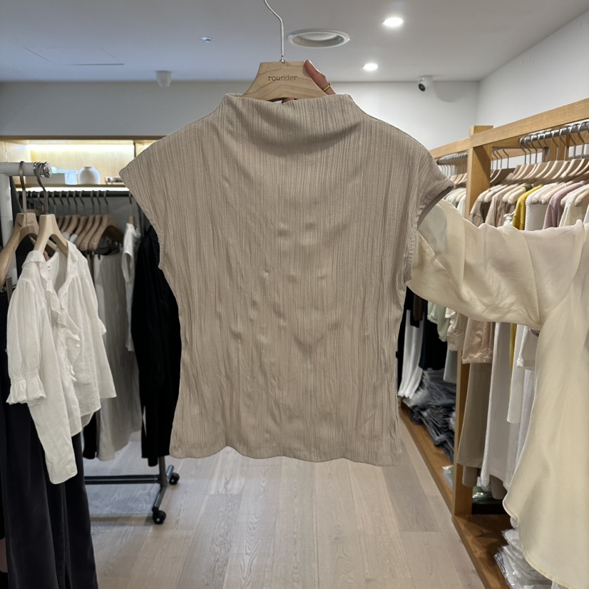 ROUNDER東大門直郵女裝新品推薦時尚休閑真品熱賣T恤褶皺ROUNDERT恤圖色2