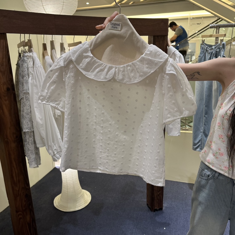 FURE韓國直郵女裝新品26夏季休閑推薦人氣襯衫蕾絲衫刺繡FURE襯衫/蕾絲衫圖色1
