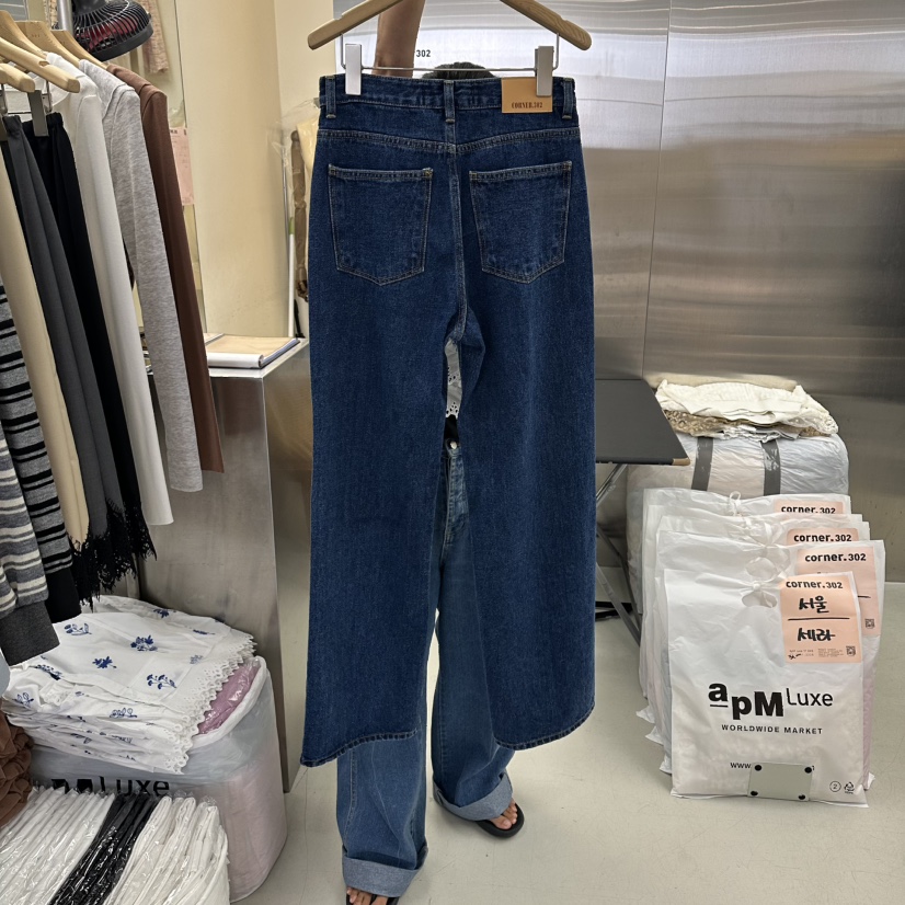 CORNER東大門直郵女裝新品人氣真品時尚休閑熱賣牛仔褲褶裥CORNER.302牛仔褲
