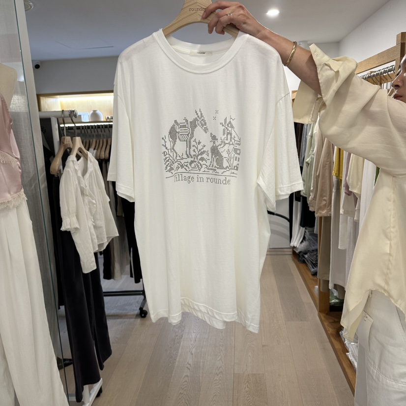 ROUNDER韓國代購女士新品熱賣推薦時尚休閑人氣26夏季T恤染色ROUNDERT恤圖色1
