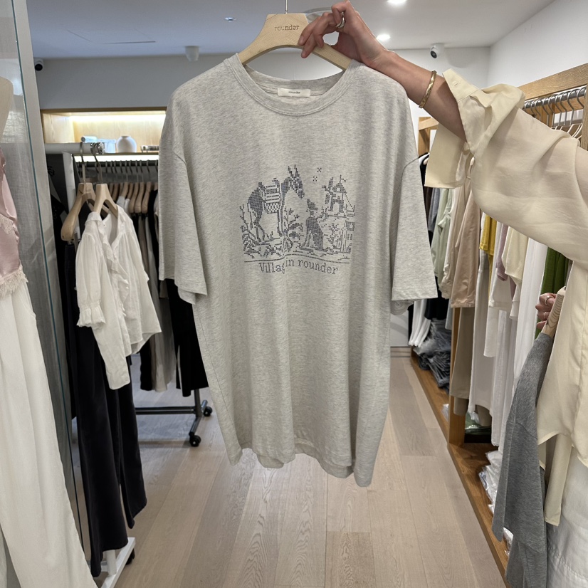 ROUNDER韓國代購女士新品熱賣推薦時尚休閑人氣26夏季T恤染色ROUNDERT恤圖色2