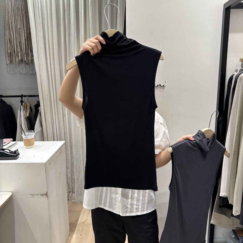 BRUNI/RICOTTA韓國直郵女士新品時尚真品休閑吊帶背心高領BRUNI/RICOTTA吊帶/背心圖色2黑色