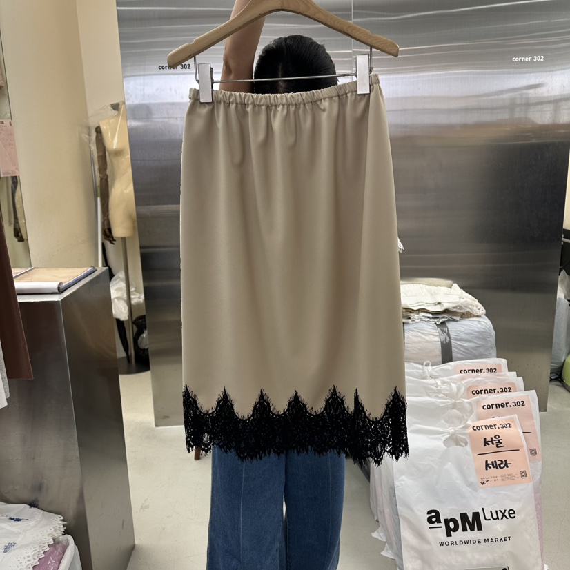 CORNER東大門代購女士新品真品26夏季熱賣半身裙中短裙蕾絲CORNER.302半身裙/中短裙圖色1