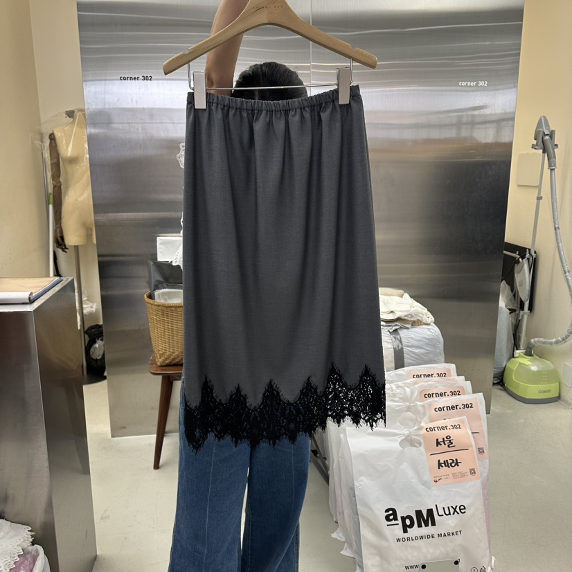 CORNER東大門代購女士新品真品26夏季熱賣半身裙中短裙蕾絲CORNER.302半身裙/中短裙圖色2