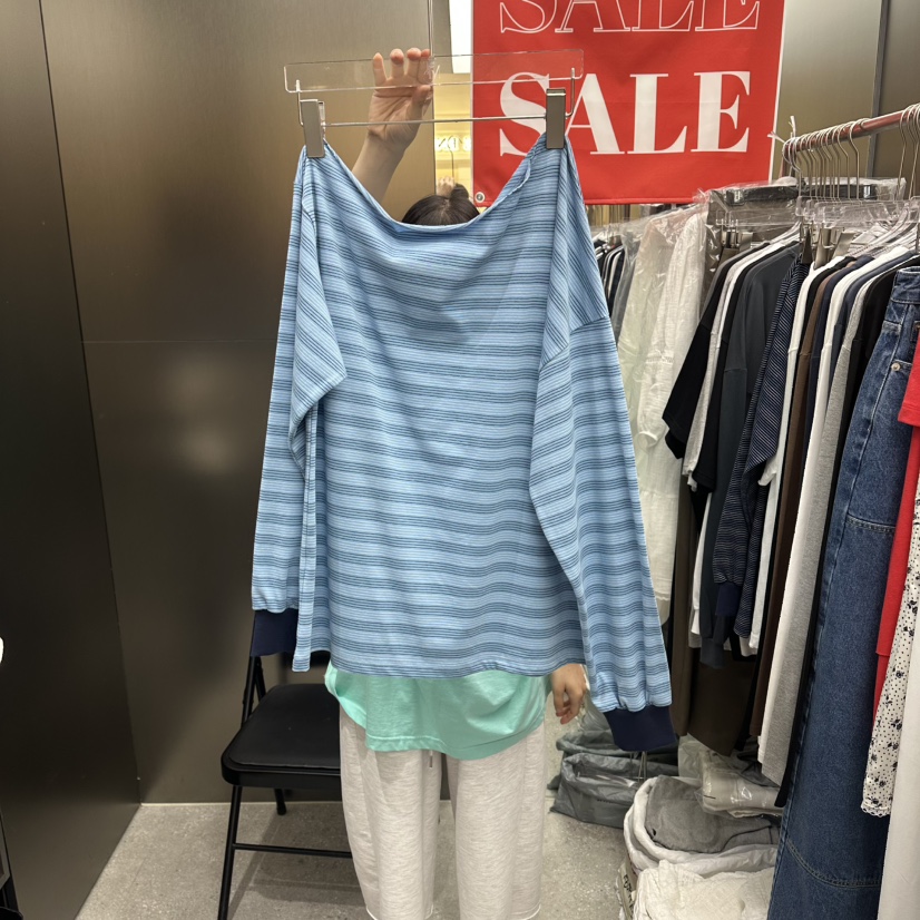 MADCITY/SAGAFURS東大門代購女士新品休閑時尚長袖T恤條紋MADCITY/SAGAFURS長袖T恤