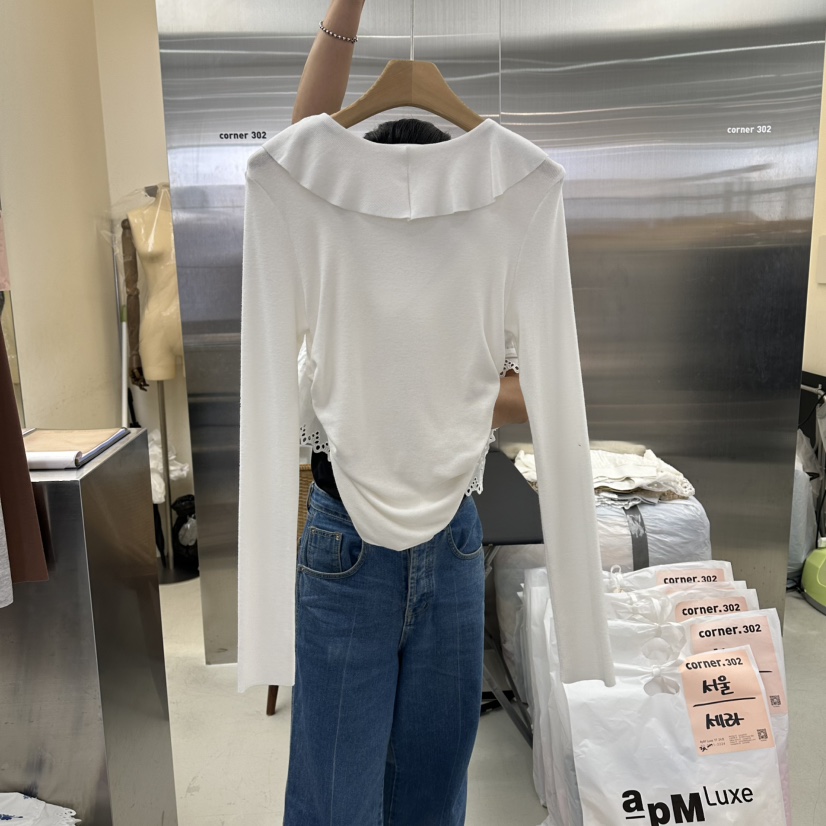 CORNER東大門代購女士新款真品熱賣推薦時尚休閑長袖T恤褶皺CORNER.302長袖T恤