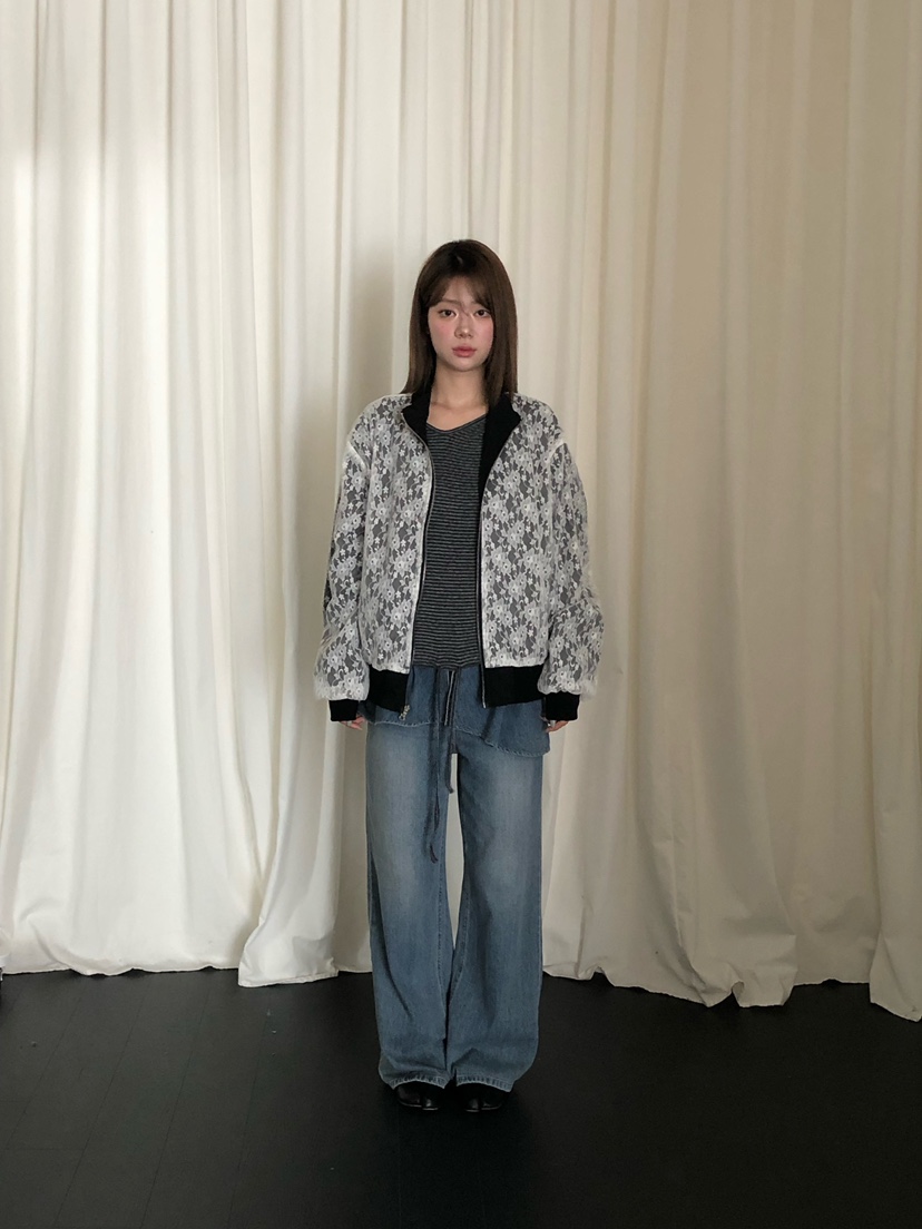 ONDO-P韓國直郵女士新款真品26夏季人氣夾克兩面穿蕾絲雙面ONDO-P夾克