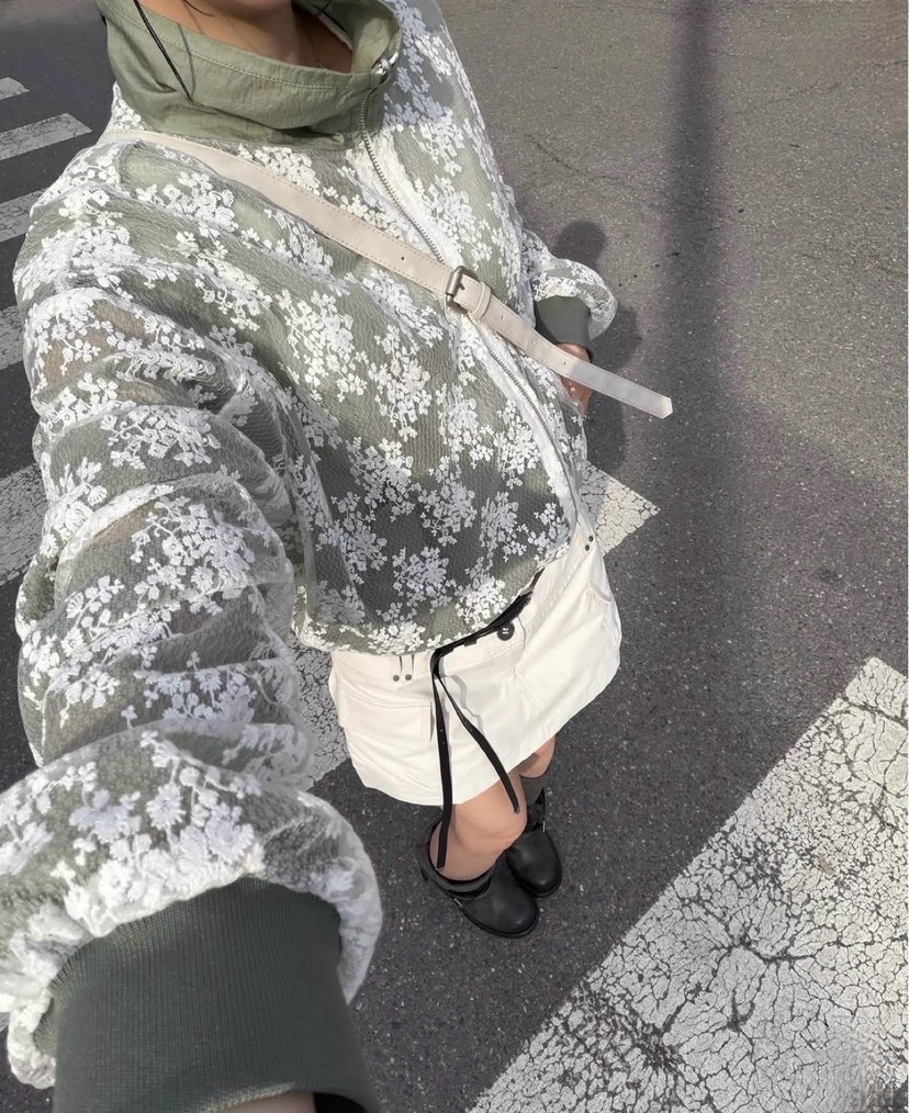 ONDO-P韓國直郵女士新款真品26夏季人氣夾克兩面穿蕾絲雙面ONDO-P夾克