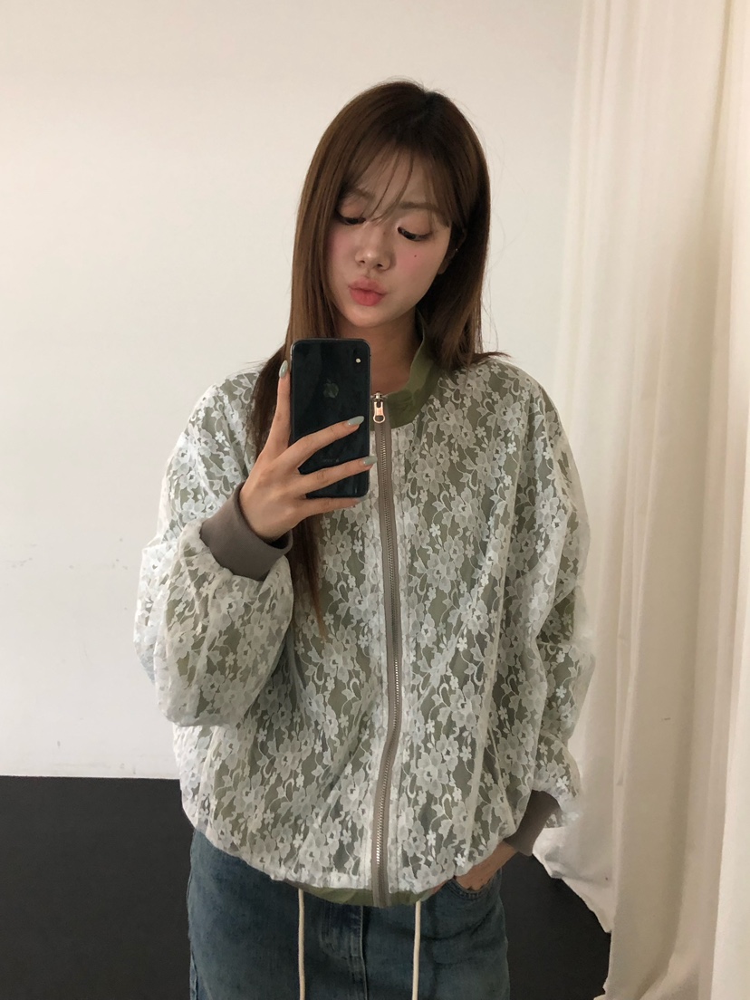 ONDO-P韓國直郵女士新款真品26夏季人氣夾克兩面穿蕾絲雙面ONDO-P夾克圖色1