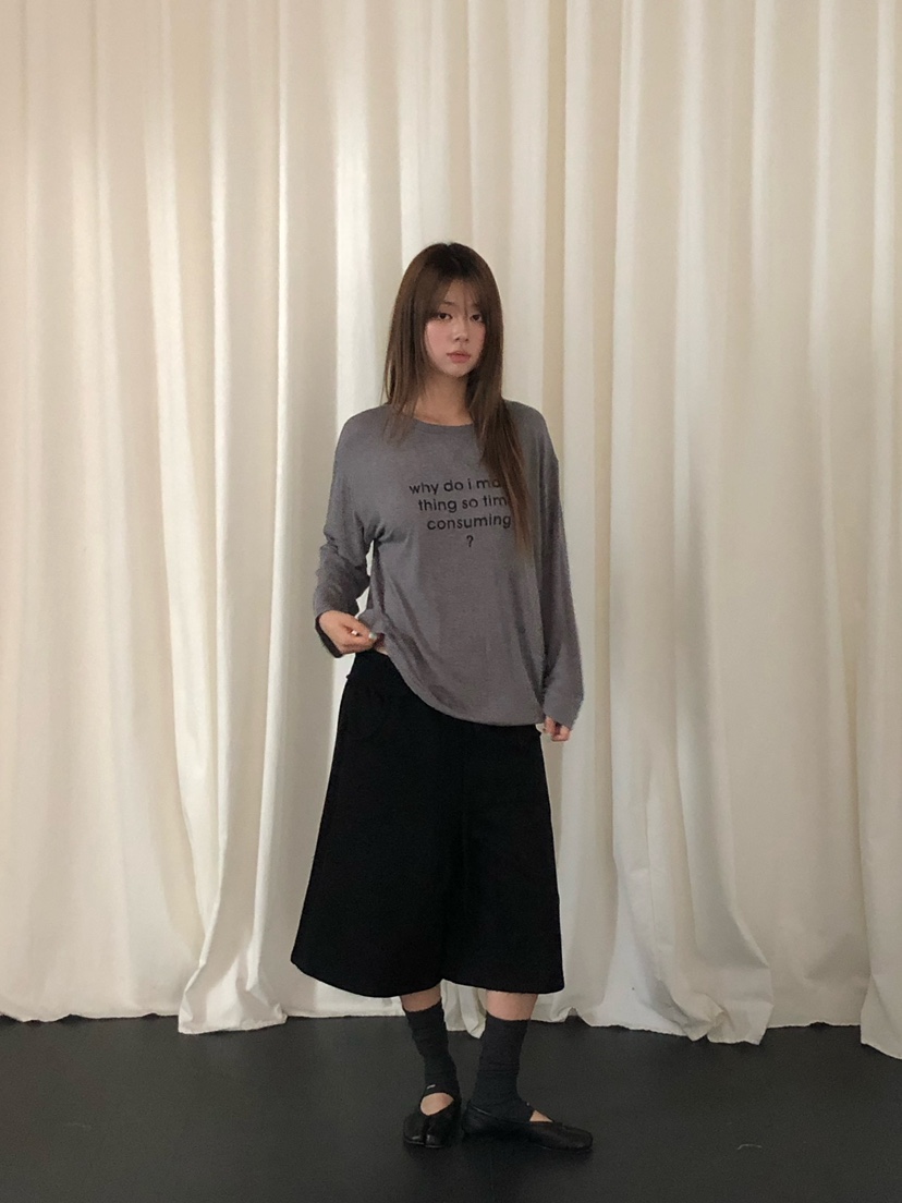 ONDO-P韓國代購女士新款人氣時尚長袖T恤安哥拉羊毛寬松ONDO-P長袖T恤