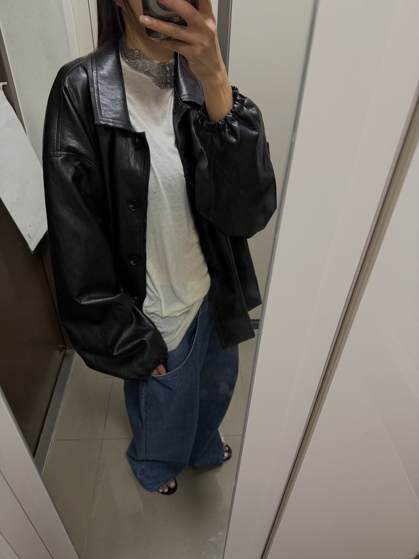 FRANC—L韓國代購女裝新款26夏季人氣時尚休閑真品皮衣皮革FRANC皮衣
