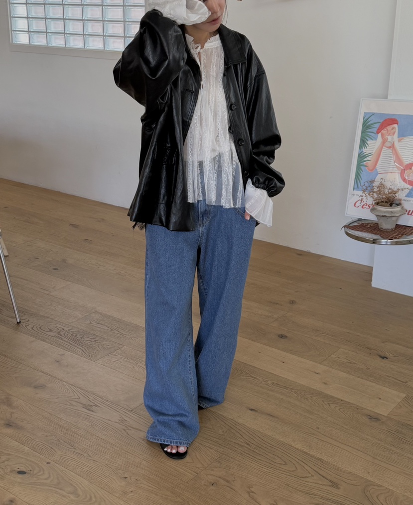 FRANC—L韓國代購女裝新款26夏季人氣時尚休閑真品皮衣皮革FRANC皮衣