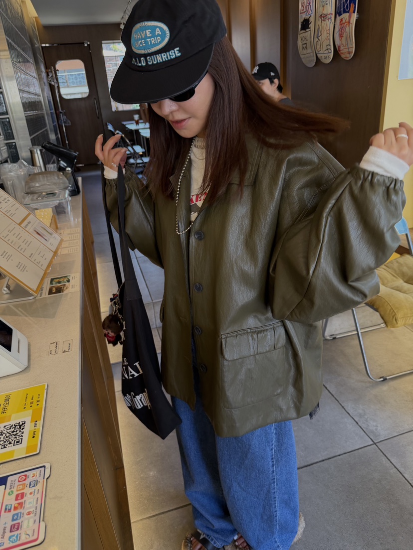 FRANC—L韓國代購女裝新款26夏季人氣時尚休閑真品皮衣皮革FRANC皮衣