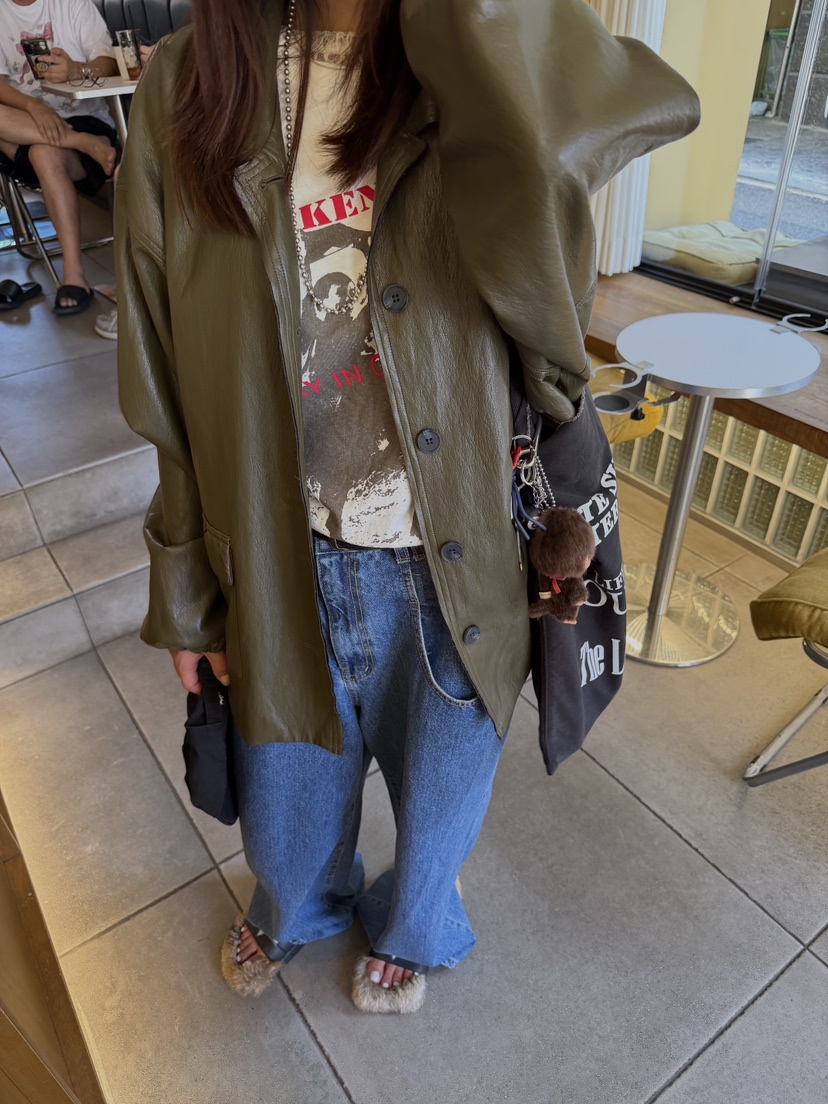 FRANC—L韓國代購女裝新款26夏季人氣時尚休閑真品皮衣皮革FRANC皮衣