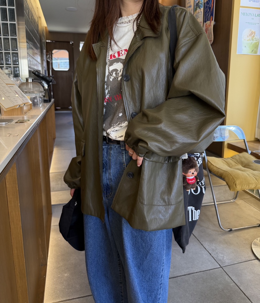 FRANC—L韓國代購女裝新款26夏季人氣時尚休閑真品皮衣皮革FRANC皮衣