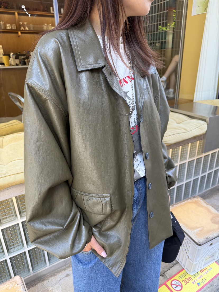 FRANC—L韓國代購女裝新款26夏季人氣時尚休閑真品皮衣皮革FRANC皮衣