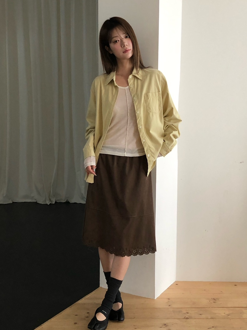 ONDO-P東大門直郵女裝新品熱賣26夏季半身裙中短裙絨面革ONDO-P半身裙/中短裙