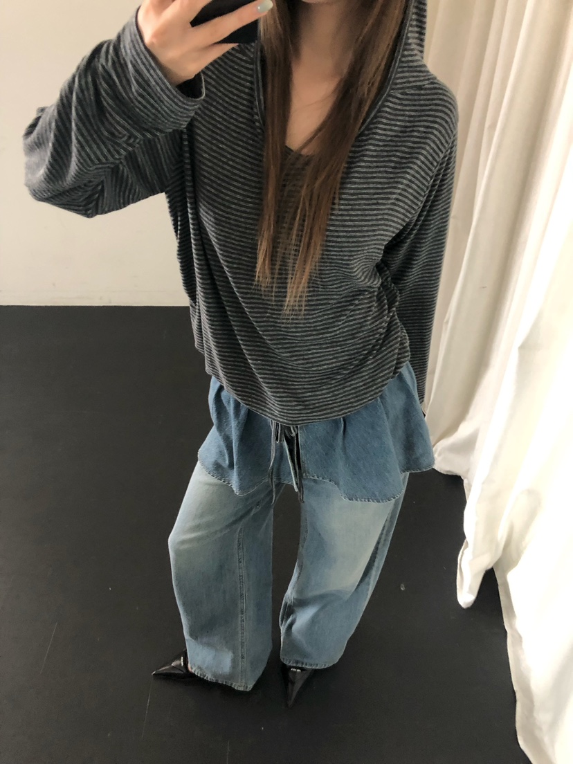 ONDO-P韓國直郵女士新品熱賣休閑時尚26夏季牛仔褲喇叭形ONDO-P牛仔褲