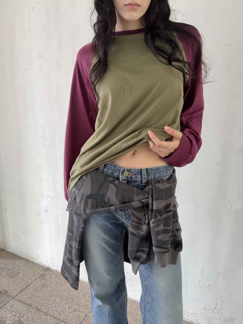 SUNDER MARKET東大門實拍女士新品推薦時尚熱賣長袖T恤寬松SUNDER MARKET長袖T恤圖色1