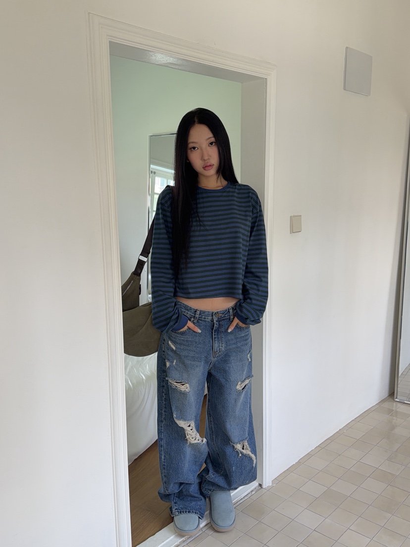 SUNDER MARKET韓國代購女裝新款真品推薦休閑時尚牛仔褲SUNDER MARKET牛仔褲