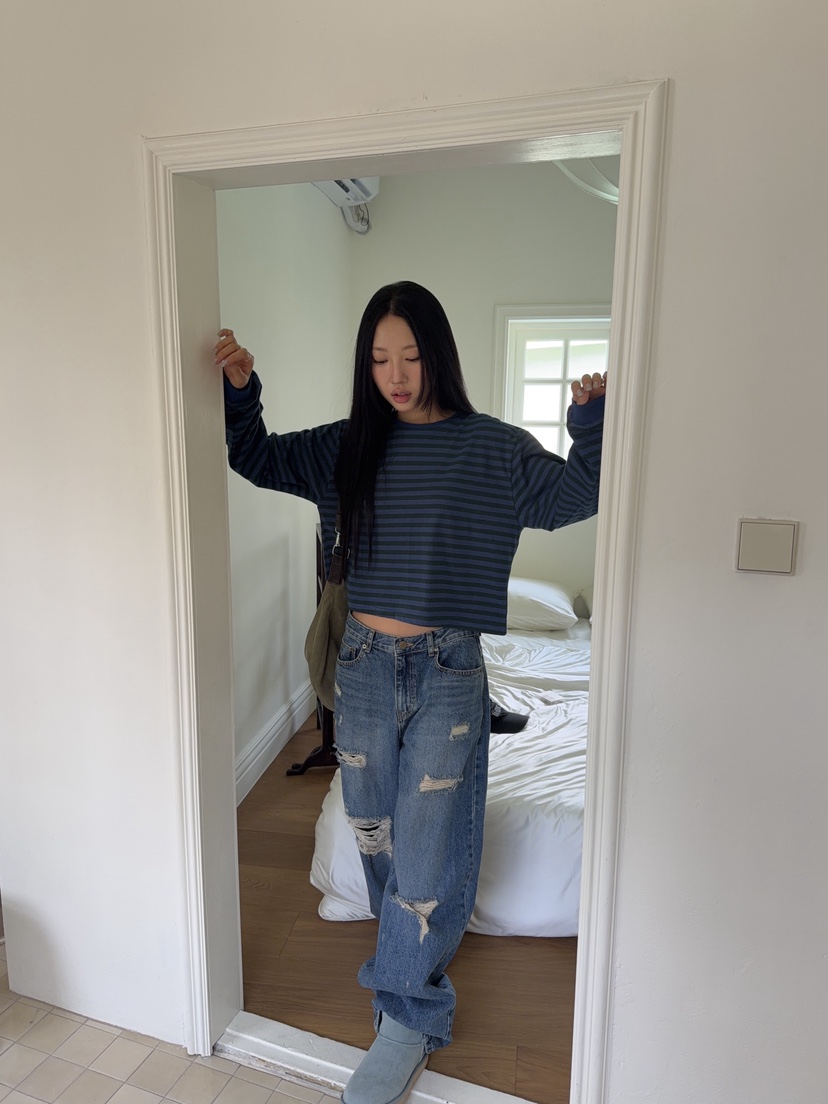 SUNDER MARKET韓國代購女裝新款真品推薦休閑時尚牛仔褲SUNDER MARKET牛仔褲