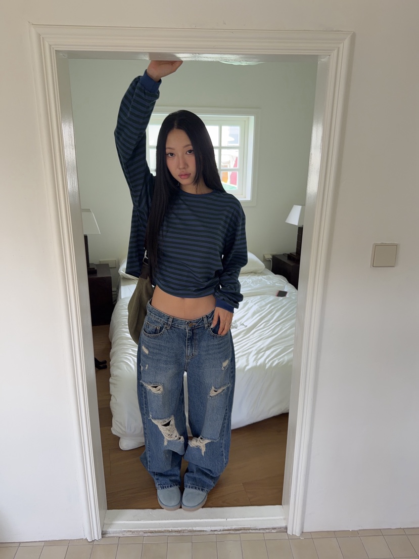 SUNDER MARKET韓國代購女裝新款真品推薦休閑時尚牛仔褲SUNDER MARKET牛仔褲