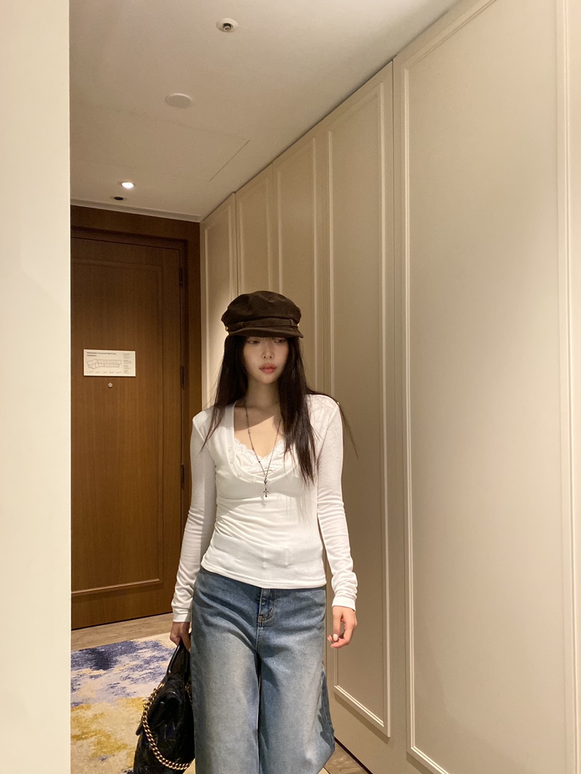 FOUREIGHT東大門代購女士新款熱賣26夏季時尚人氣長袖T恤深VFOUR EIGHT長袖T恤