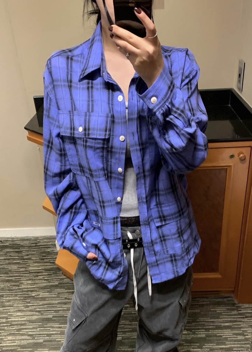 SEOLO東大門實拍女裝新款熱賣時尚人氣襯衫蕾絲衫口袋格子Seolo seoul襯衫/蕾絲衫