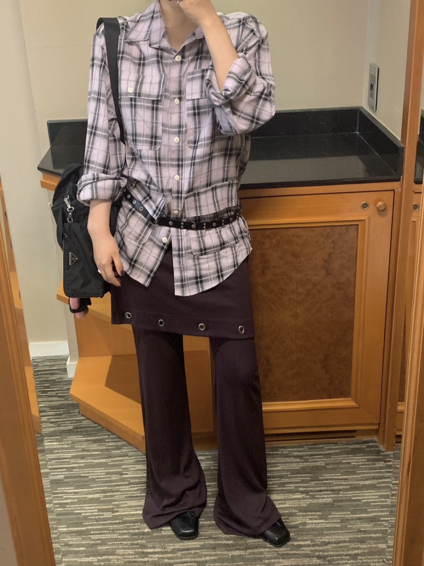 SEOLO東大門實拍女裝新款熱賣時尚人氣襯衫蕾絲衫口袋格子Seolo seoul襯衫/蕾絲衫