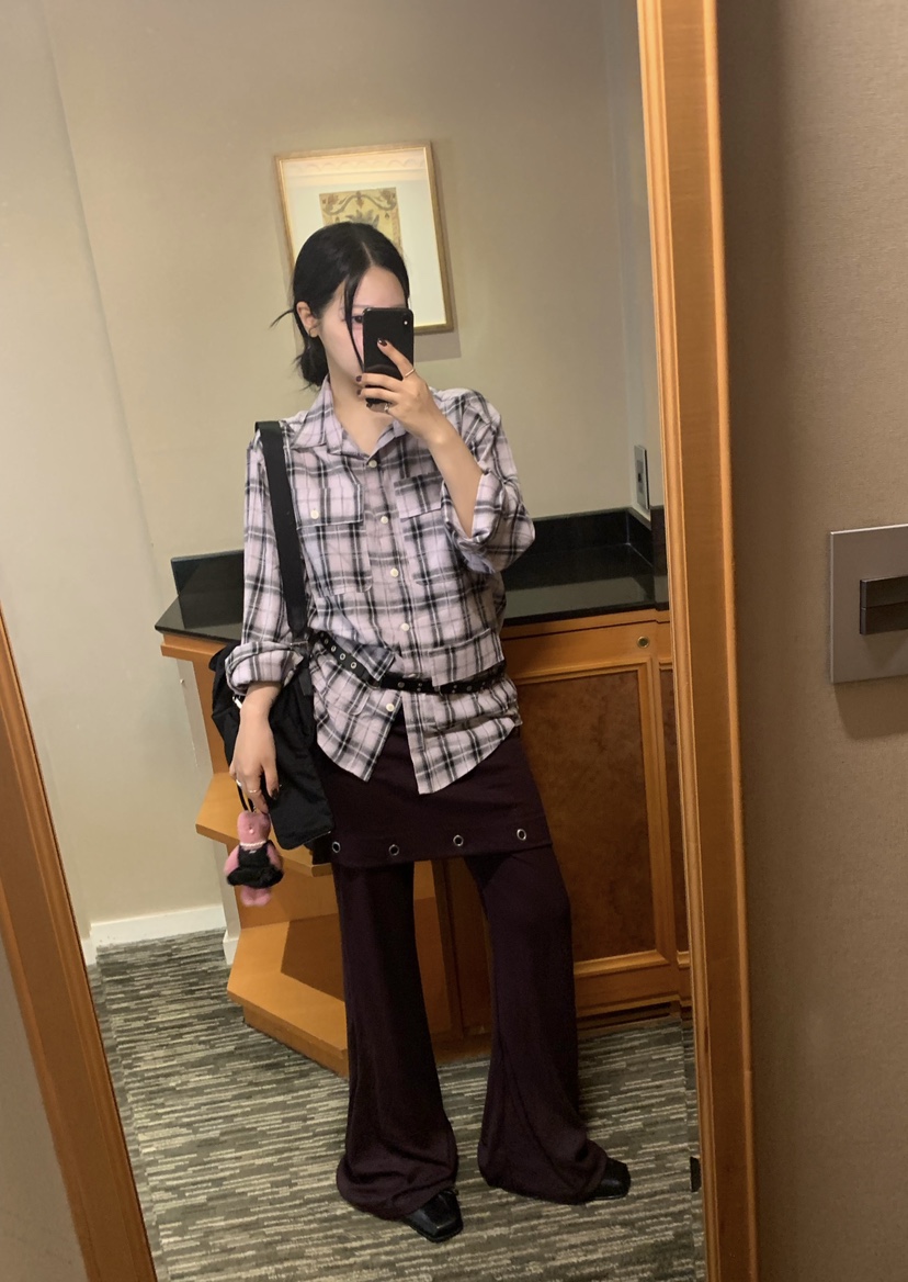 SEOLO東大門實拍女裝新款熱賣時尚人氣襯衫蕾絲衫口袋格子Seolo seoul襯衫/蕾絲衫