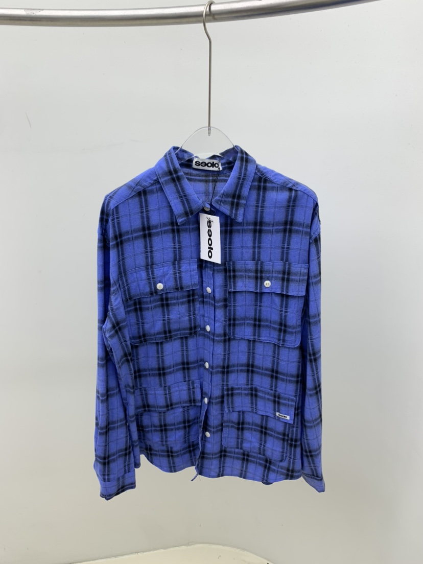SEOLO東大門實拍女裝新款熱賣時尚人氣襯衫蕾絲衫口袋格子Seolo seoul襯衫/蕾絲衫