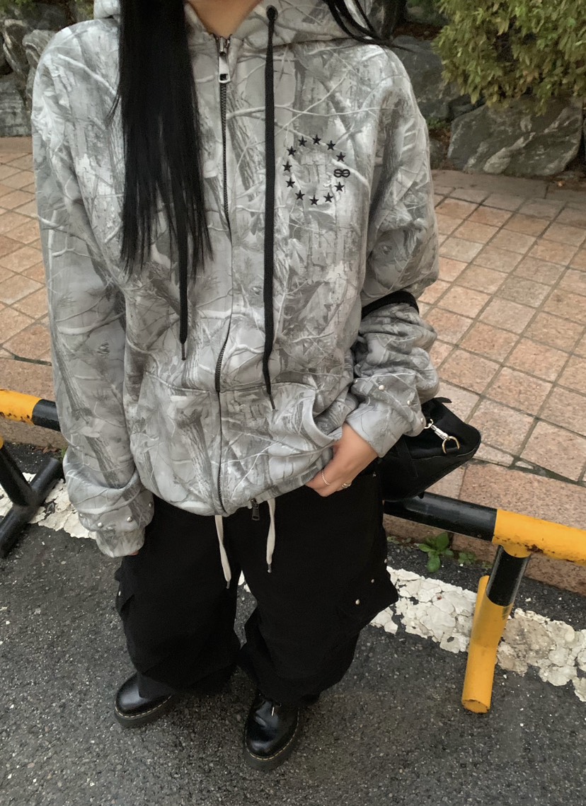 SEOLO韓國直郵女裝新款真品時尚人氣推薦夾克拉鏈連帽衫迷彩Seolo seoul夾克