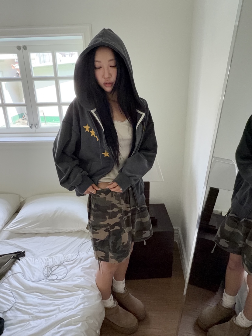 SUNDER MARKET韓國代購女士新款休閑26夏季時尚短褲迷彩SUNDER MARKET短褲