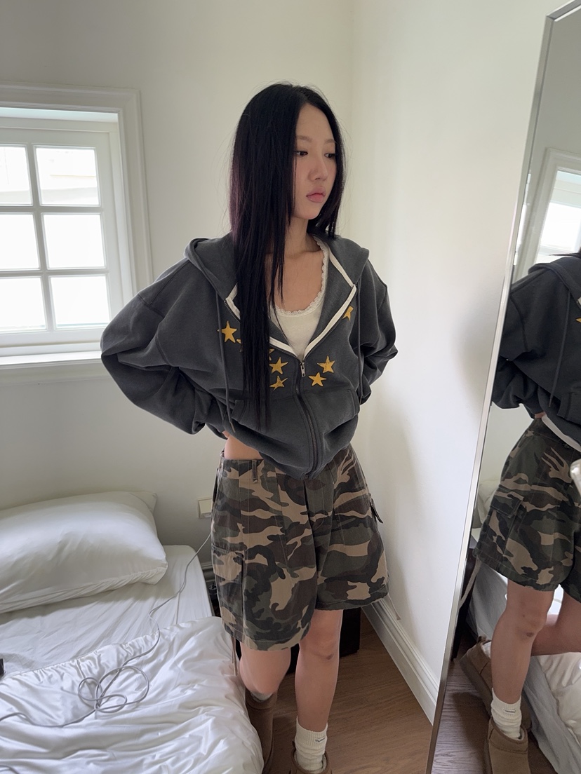 SUNDER MARKET韓國代購女士新款休閑26夏季時尚短褲迷彩SUNDER MARKET短褲