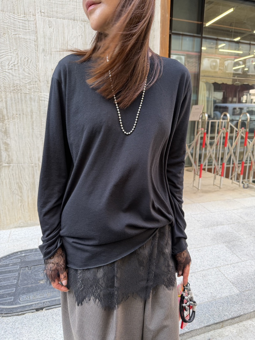 FRANC—L東大門代購女裝新品休閑熱賣真品長袖T恤蕾絲雙層FRANC長袖T恤圖色2