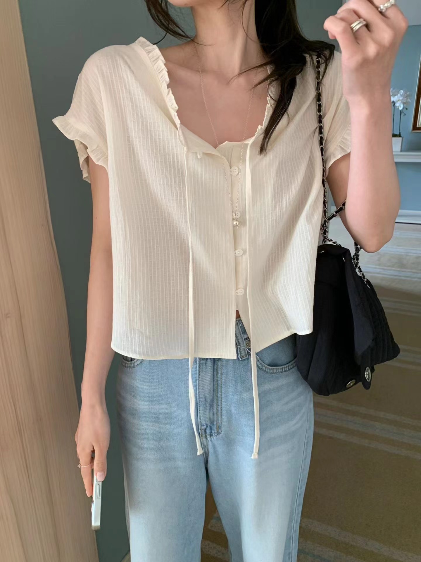 MELLOUNGE-멜라운지-T韓國代購女士新品推薦襯衫蕾絲衫MELLOUNGE-2件起襯衫/蕾絲衫