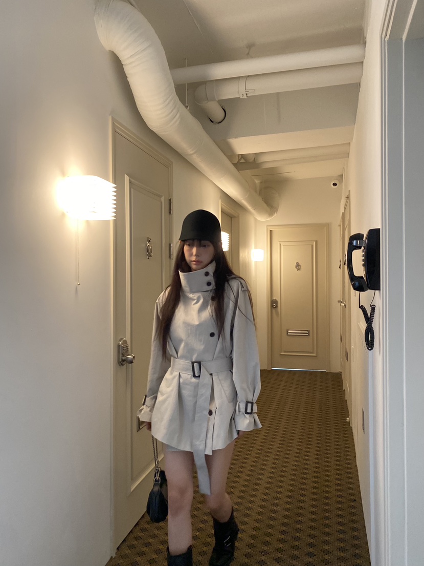 FOUREIGHT韓國直郵女士新品休閑推薦時尚人氣夾克含腰帶高領FOUR EIGHT夾克