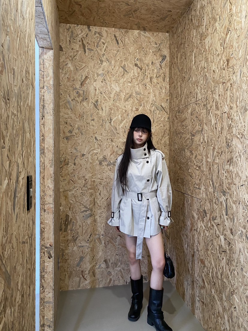 FOUREIGHT韓國直郵女士新品休閑推薦時尚人氣夾克含腰帶高領FOUR EIGHT夾克