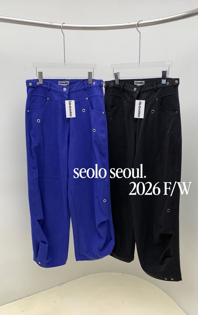 SEOLO韓國代購女裝新款真品人氣時尚熱賣26夏季休閑褲鏤空Seolo seoul休閑褲