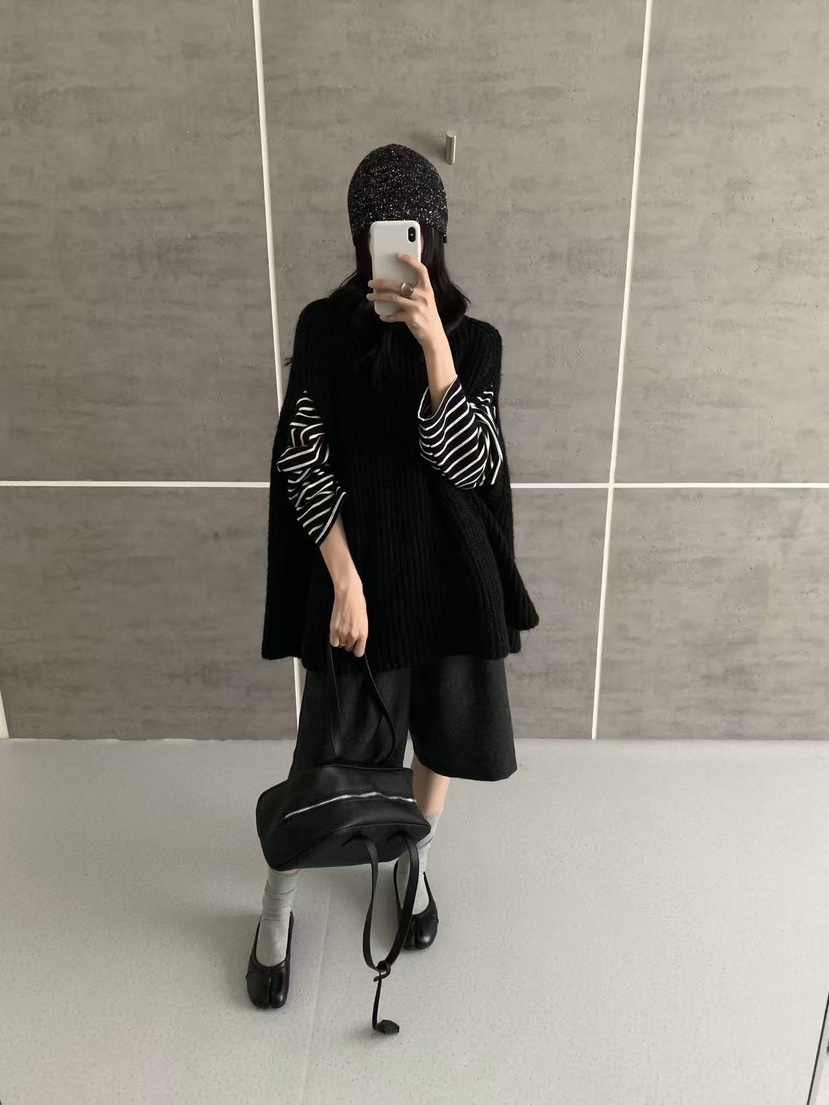 BONHEUR韓國直郵女裝新款真品人氣熱賣時尚推薦毛衣半領披肩BONHEUR毛衣