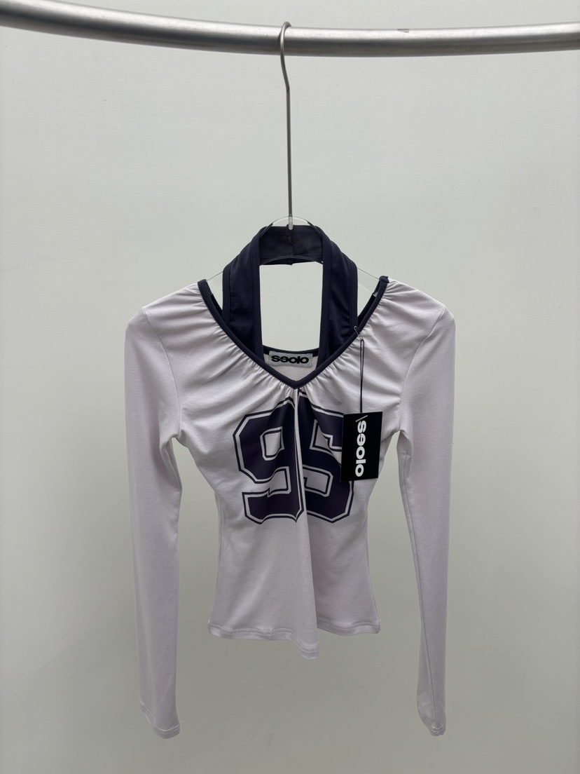 SEOLO韓國直郵女士新品真品休閑時尚26夏季長袖T恤V領露背Seolo seoul長袖T恤圖色1