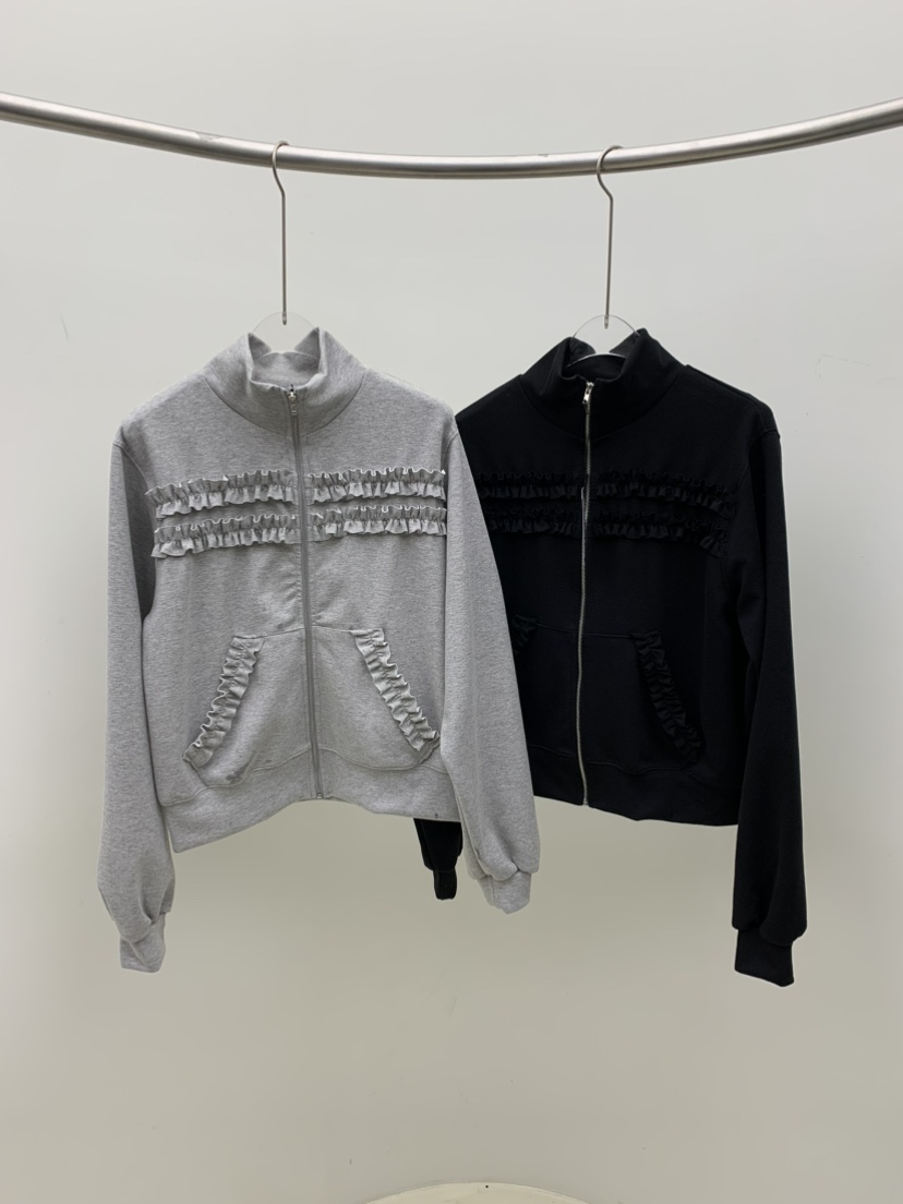 SEOLO東大門實拍女士新品推薦熱賣時尚衛衣高領拉鏈衫荷葉邊Seolo seoul衛衣