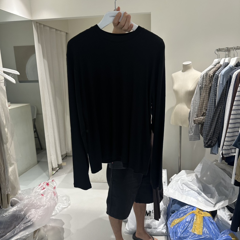 LORING RE I韓國代購女裝新款時尚26夏季推薦長袖T恤羊毛LORING RE-I/BARE長袖T恤圖色3黑色