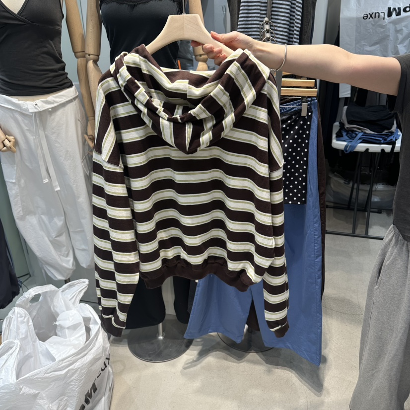 W.FATAL韓國代購女士新品人氣推薦休閑真品衛衣復古條紋W.FATAL衛衣